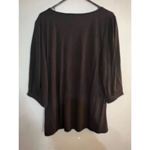 Eloquii plus size black 3/4 sleeve top womens 16 NWT - Picture 2 of 9